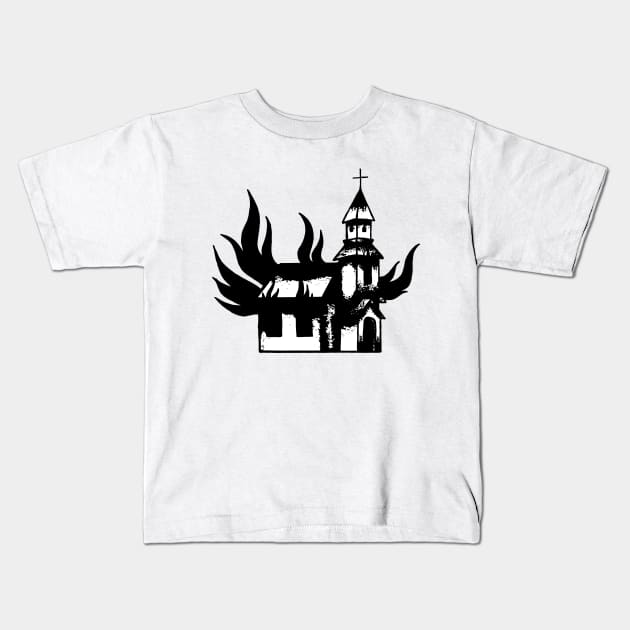 Burning Church Kids T-Shirt by LadyMorgan